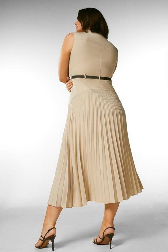 KarenMillen Plus Size Polished Wool Sleeveless Pleat Dress 3