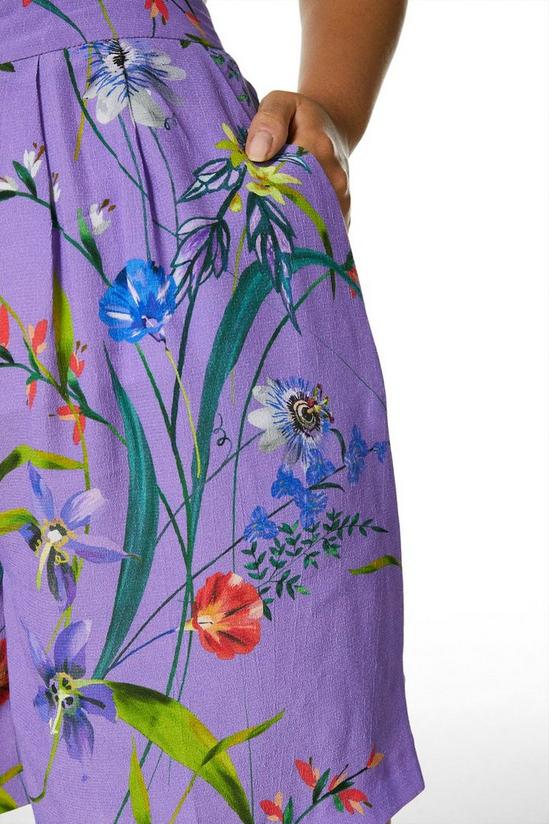 KarenMillen Plus Size Purple Floral Print Woven Shorts 2