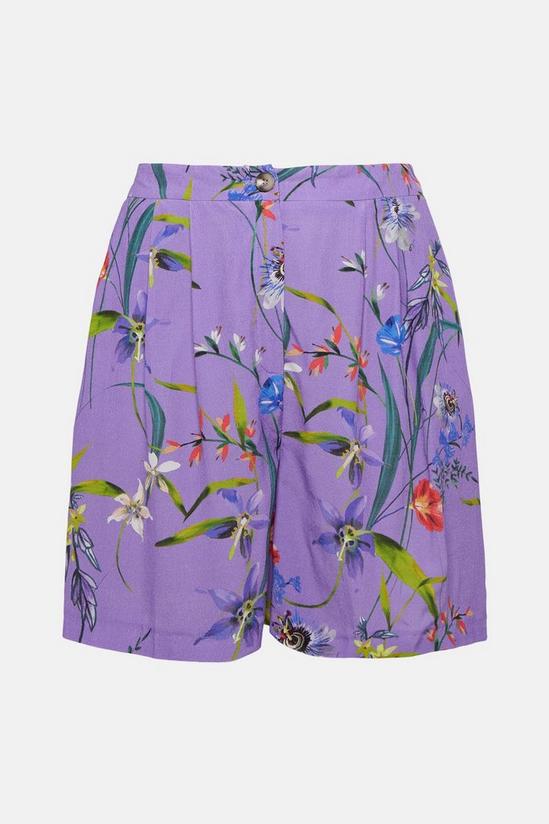 KarenMillen Plus Size Purple Floral Print Woven Shorts 5