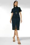 KarenMillen Denim Short Sleeve Belted Midi Dress thumbnail 4