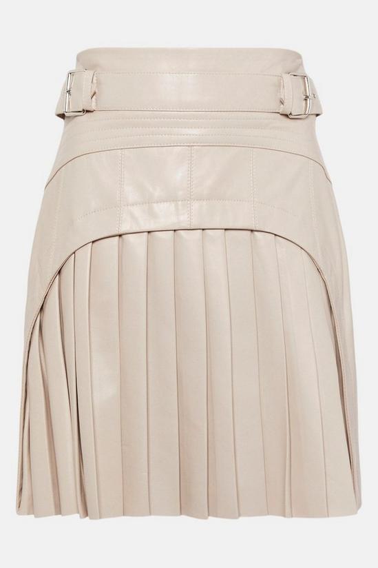 KarenMillen Leather Pleated Buckle Waist Skirt 5