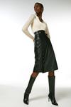 KarenMillen Leather Seam And Stud Detail Pencil Skirt thumbnail 1