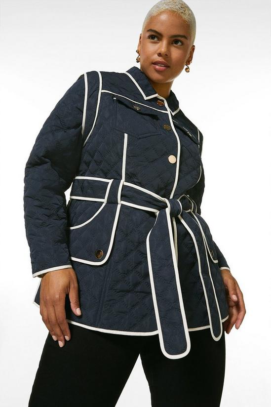 KarenMillen Plus Size Quilted Short Belted Coat 1