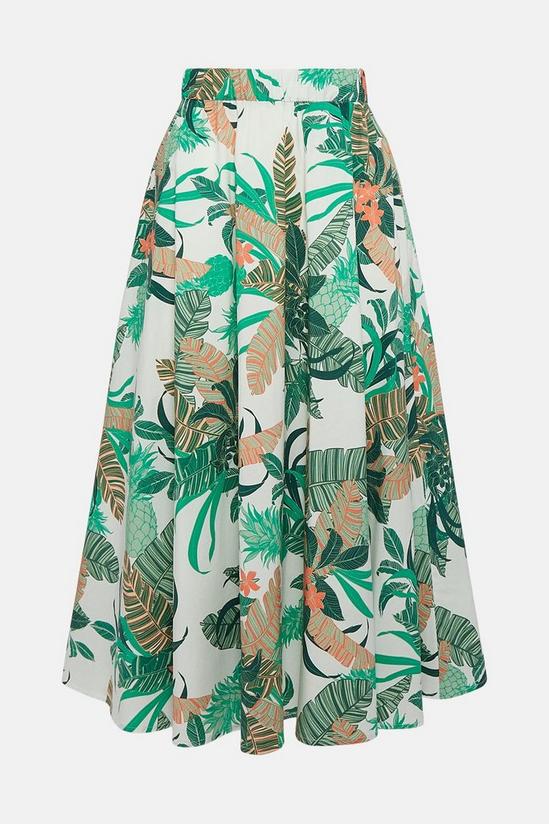 KarenMillen Cotton Poplin Palm Woven Full Skirt 4