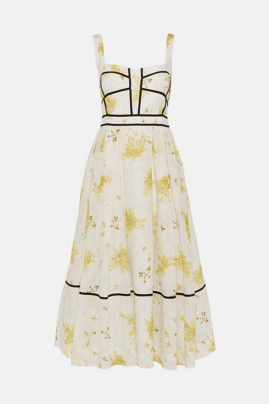 KarenMillen Meadow Floral Corset Detail Silk Cotton Dress 6