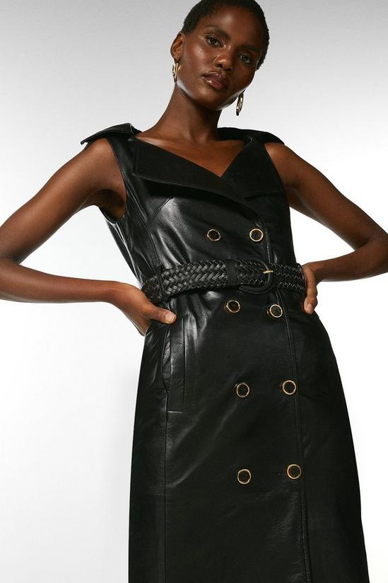 KarenMillen Leather Double Breasted Belted Pencil Midi Dress 2