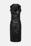 KarenMillen Leather Double Breasted Belted Pencil Midi Dress thumbnail 5