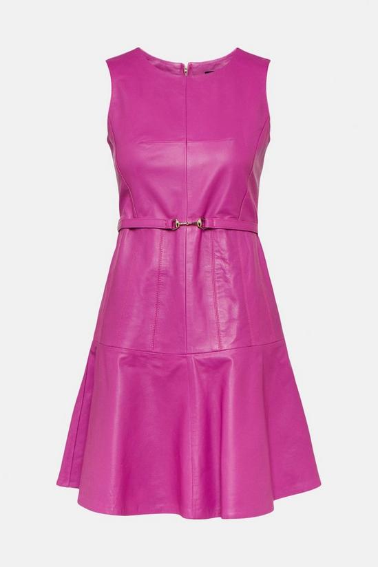 KarenMillen Leather Fit And Flare Mini Dress 5