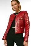 KarenMillen Petite Leather Quilted Trophy Jacket thumbnail 1