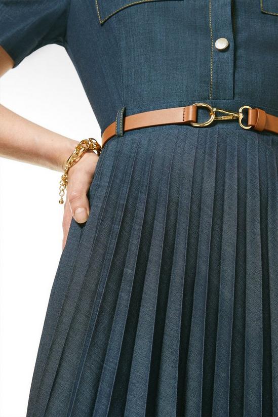 KarenMillen Pleated Tailored Denim Short Sleeve Maxi Dress 2