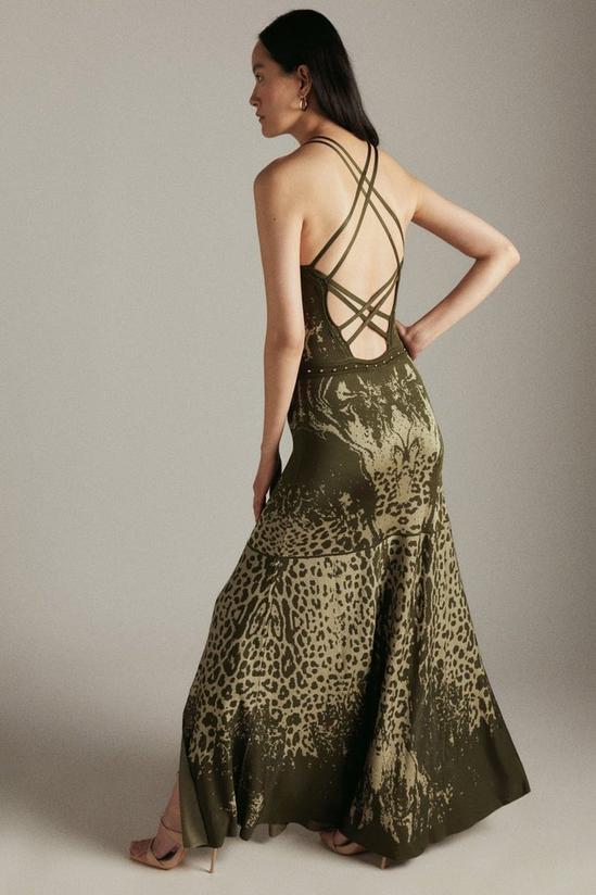 KarenMillen Slinky Leopard Knit Maxi Dress 3