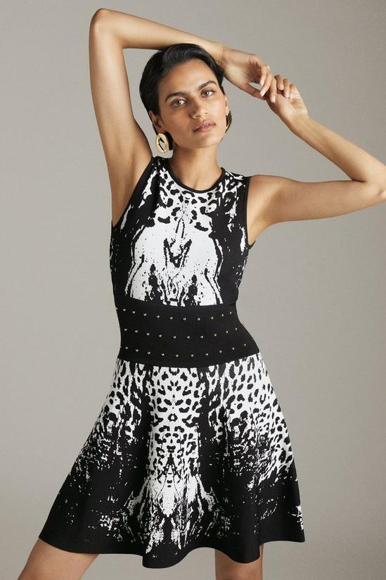 KarenMillen Leopard Knit Skater Dress 1