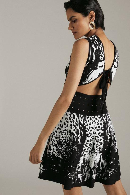 KarenMillen Leopard Knit Skater Dress 3