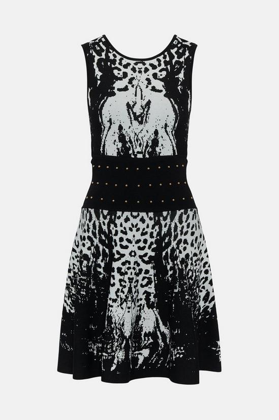KarenMillen Leopard Knit Skater Dress 4