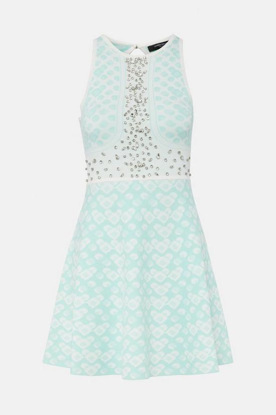 KarenMillen Petite Jacquard And Embellished Knit Dress 4