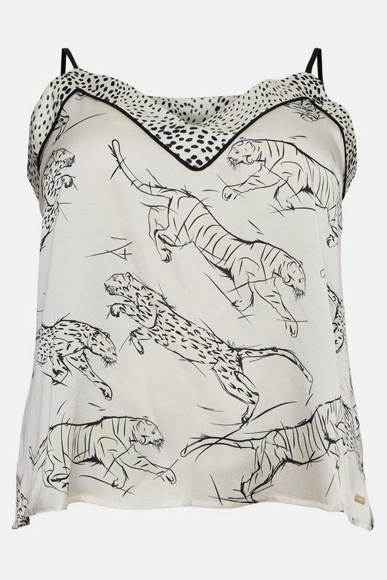 KarenMillen Plus Size Tiger Print Satin Nightwear Cami 5