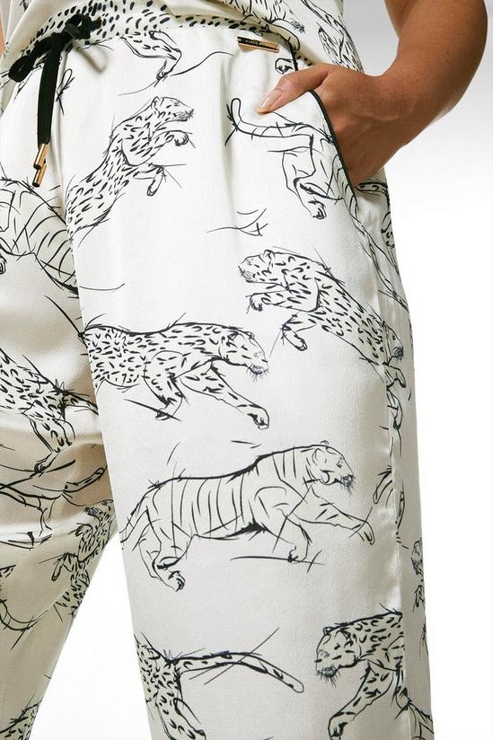 KarenMillen Curve Tiger Print Satin Nightwear Trouser 2