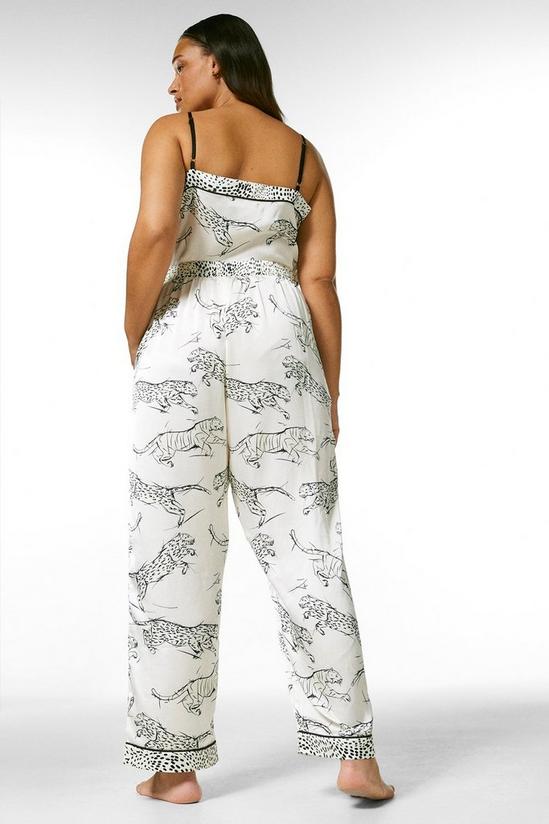 KarenMillen Curve Tiger Print Satin Nightwear Trouser 3