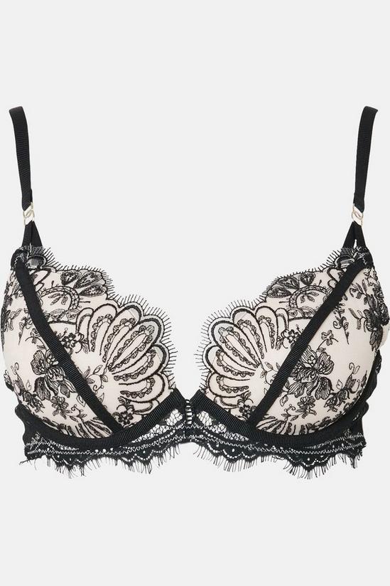 KarenMillen Embroidery And Lace Padded Plunge Bra 5