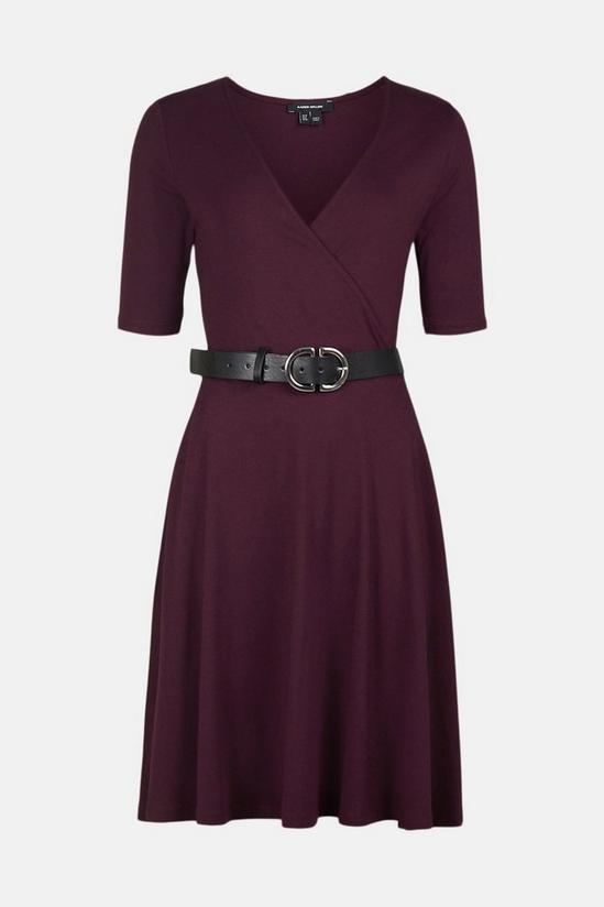 KarenMillen Belted Wrap Short Sleeve Viscose Blend Jersey Dress 4