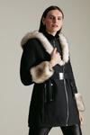 KarenMillen Faux Fur Collar Trim Parka Coat thumbnail 1