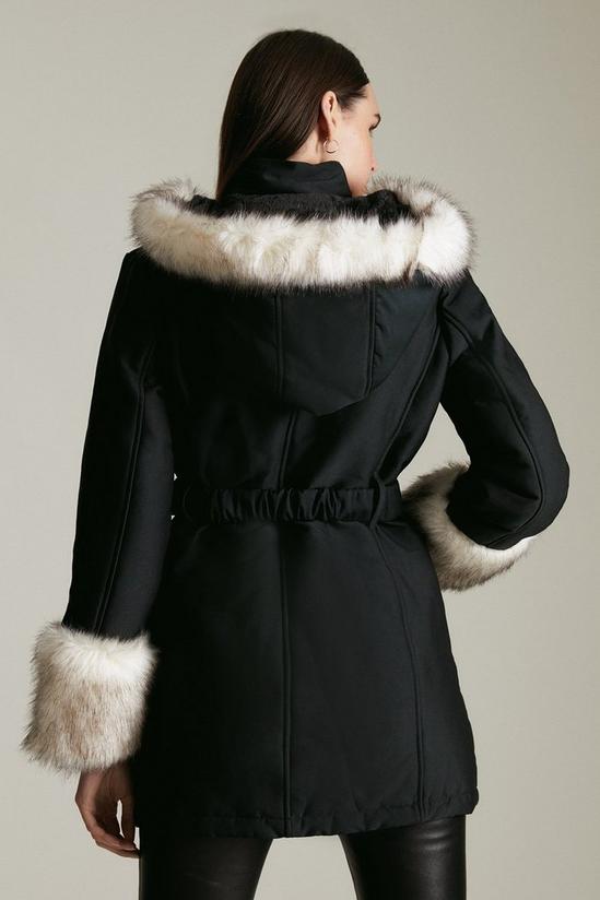 KarenMillen Faux Fur Collar Trim Parka Coat 3