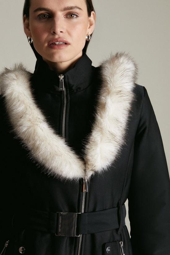 KarenMillen Faux Fur Collar Trim Parka Coat 5