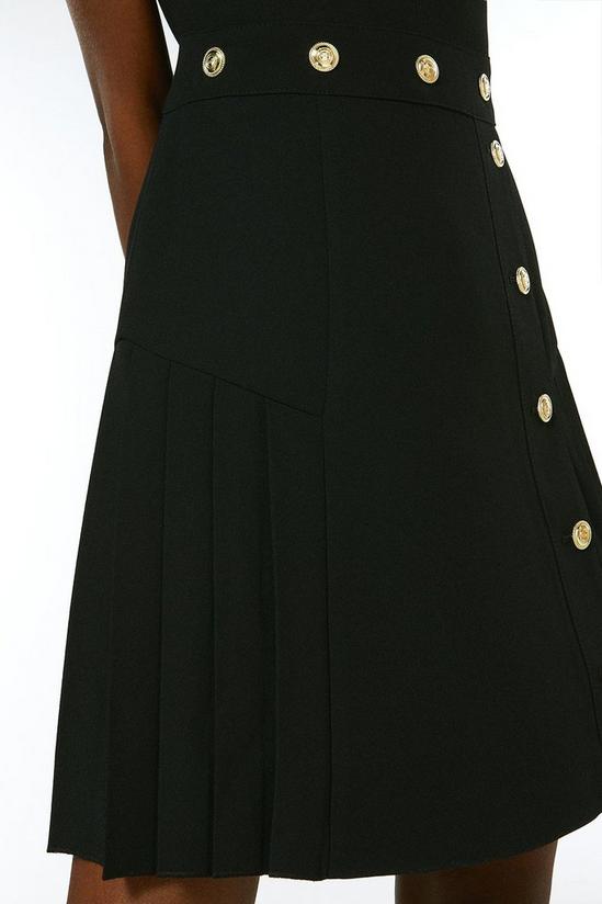KarenMillen Pleat Panelled Military Button A Line Mini Dress 2