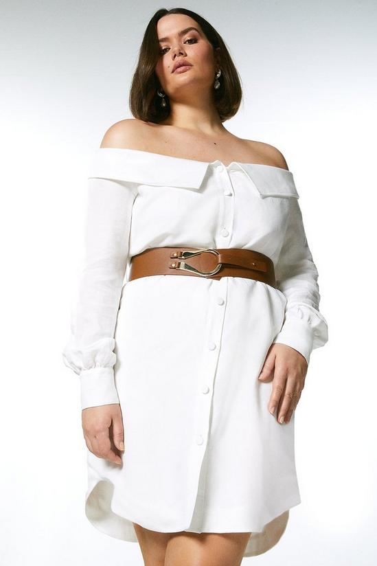 KarenMillen Plus Size Linen Blend Bardot Tux Pencil Dress 1