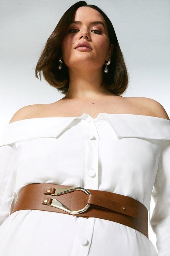 KarenMillen Plus Size Linen Blend Bardot Tux Pencil Dress 2