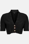 KarenMillen Collar Button Through Cropped Knit Jacket thumbnail 4