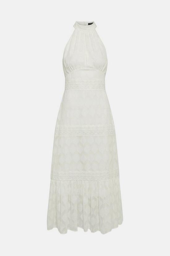 KarenMillen Textured Trimmed Woven Halter Dress 5