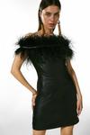 KarenMillen Leather & Feather Bardot Mini Dress thumbnail 2