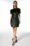 KarenMillen Leather & Feather Bardot Mini Dress thumbnail 4