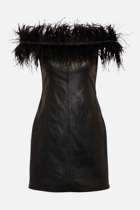 KarenMillen Leather & Feather Bardot Mini Dress 5