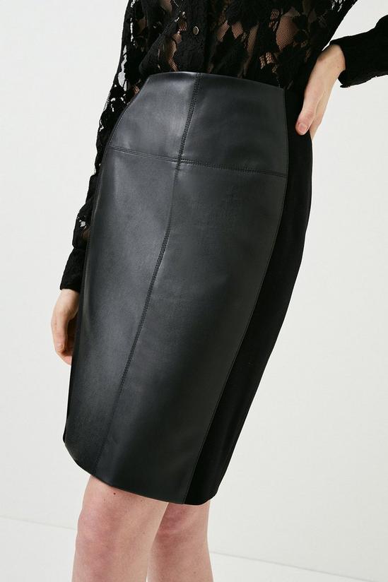 KarenMillen Faux Leather And Ponte Panelled Pencil Skirt 2