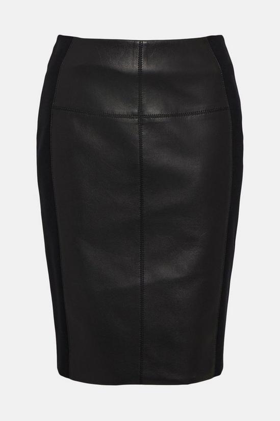 KarenMillen Faux Leather And Ponte Panelled Pencil Skirt 5