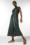KarenMillen Leather Ruched Side Detail Midi Dress thumbnail 1