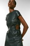 KarenMillen Leather Ruched Side Detail Midi Dress thumbnail 4