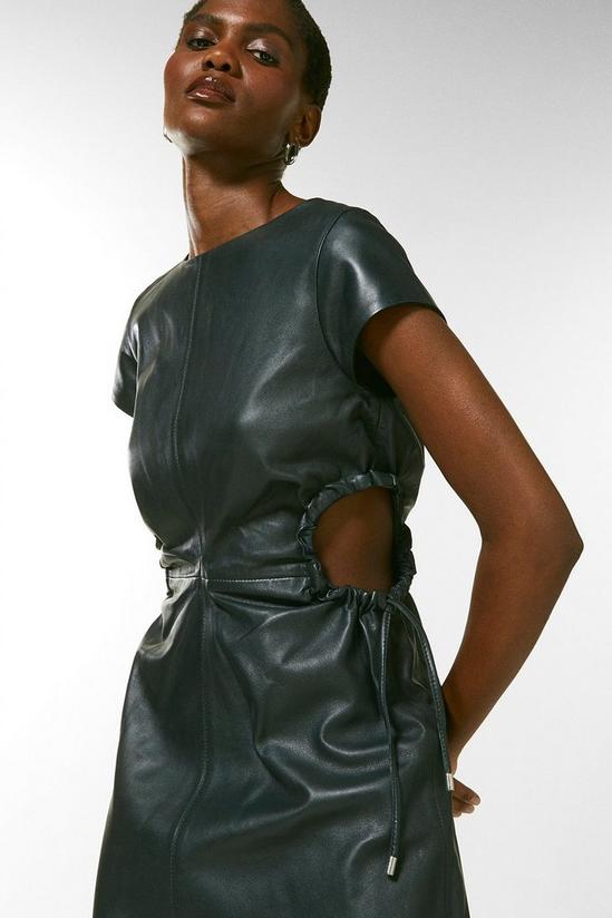 KarenMillen Leather Ruched Side Detail Midi Dress 4