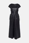 KarenMillen Leather Ruched Side Detail Midi Dress thumbnail 5