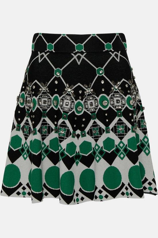 KarenMillen Embellished Geo Jacquard Knitted Skirt 4