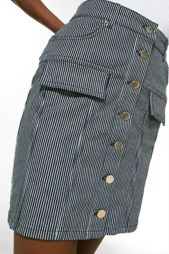 KarenMillen Stripe Button Cargo Denim Skirt 2