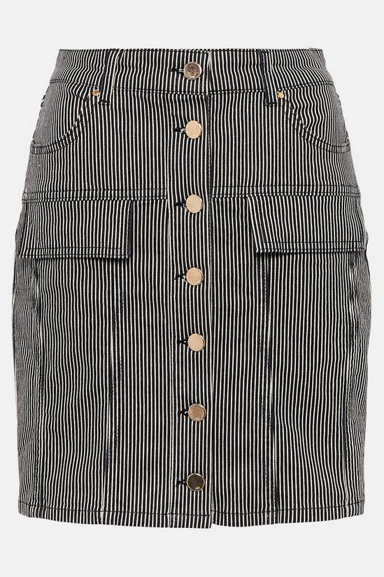 KarenMillen Stripe Button Cargo Denim Skirt 4