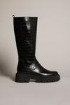 KarenMillen Knee High Croc Leather Flat Boot thumbnail 3