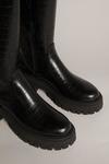 KarenMillen Knee High Croc Leather Flat Boot thumbnail 4