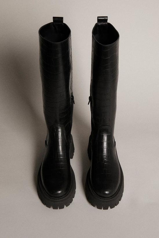 KarenMillen Knee High Croc Leather Flat Boot 6