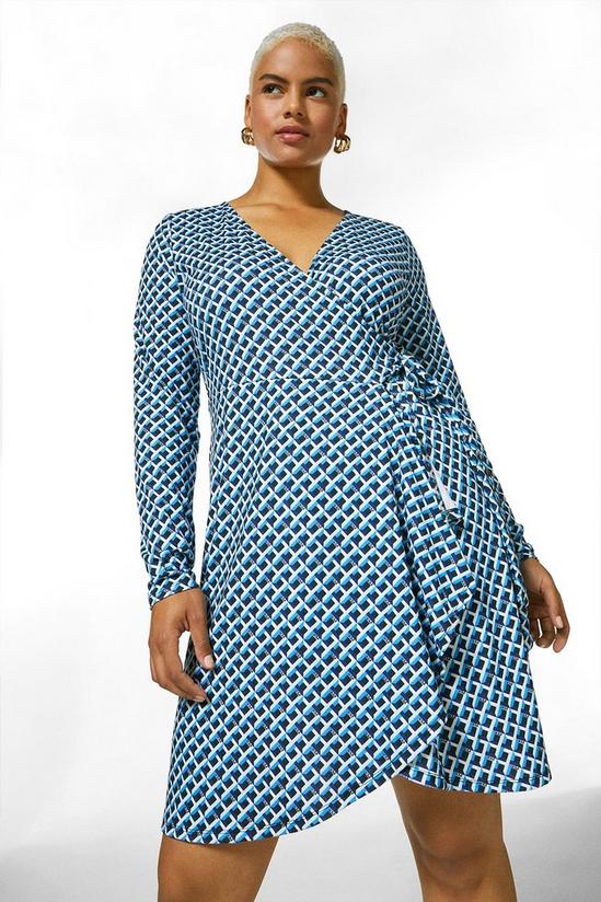 KarenMillen Plus Size Long Sleeve Wrap Geo Dress 2