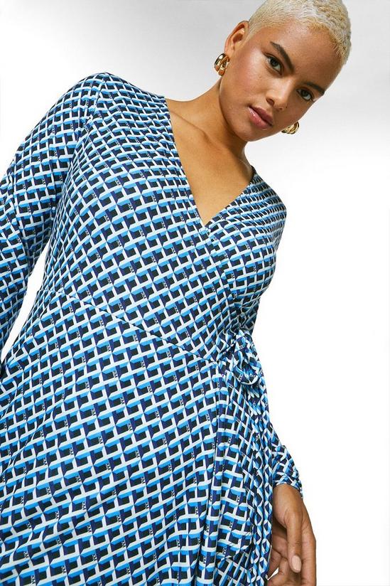 KarenMillen Plus Size Long Sleeve Wrap Geo Dress 4