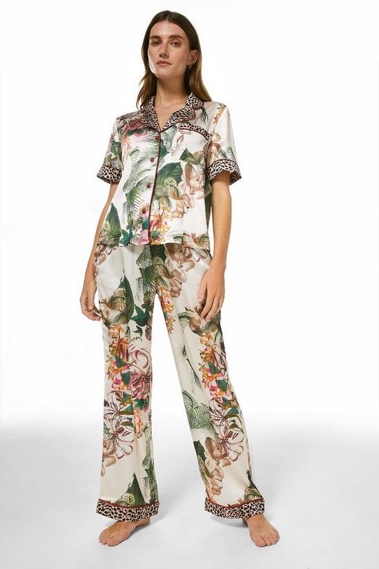 KarenMillen Vintage Floral Print Satin Nightwear Trouser 1